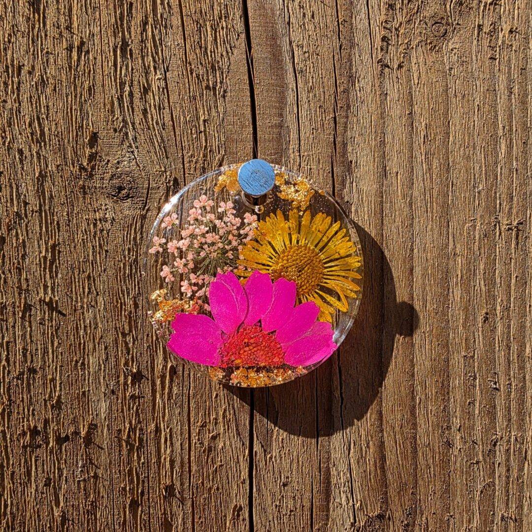 Bloementag roze rondje