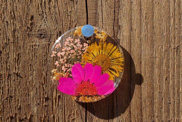 Bloementag roze rondje