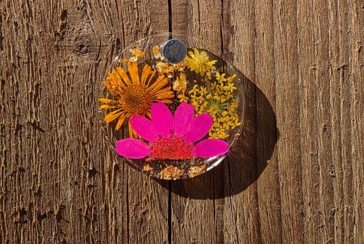 Bloementag roze-oranje rondje